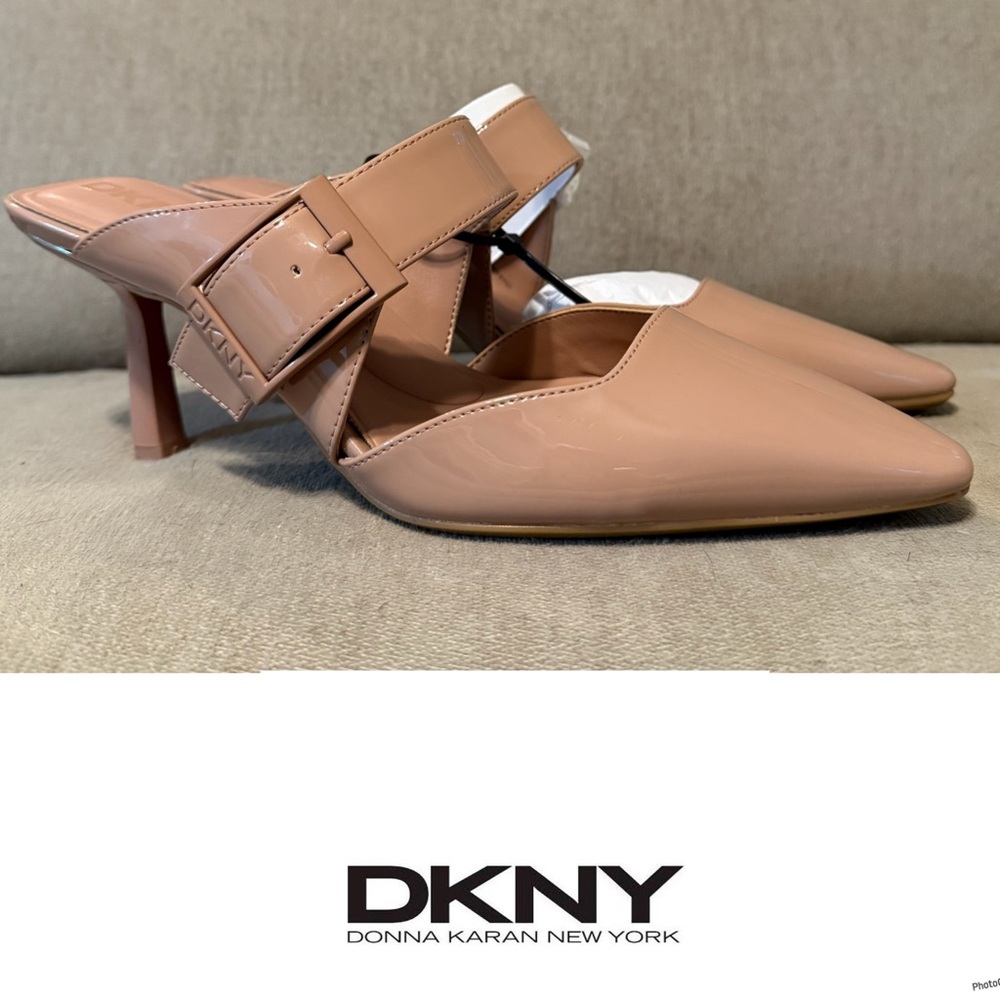 DKNY Pointed Buckle Mule in Blush color